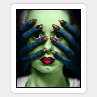 Peek a Boo Who Bride of Frankenstein Blue Claws Sticker